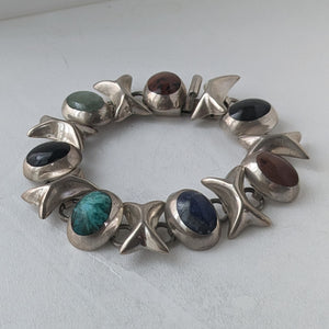 ヴィンテージ メキシカンシルバー925 マルチストーン ブレスレット 40.1g / Vintage Mexico Sterling Silver Multi Stone Bracelet