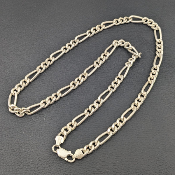 ヴィンテージ イタリアンシルバー925 フィガロチェーン ロングネックレス18g ヴィンテージ イタリアンシルバー925 フィガロチェーン ロング