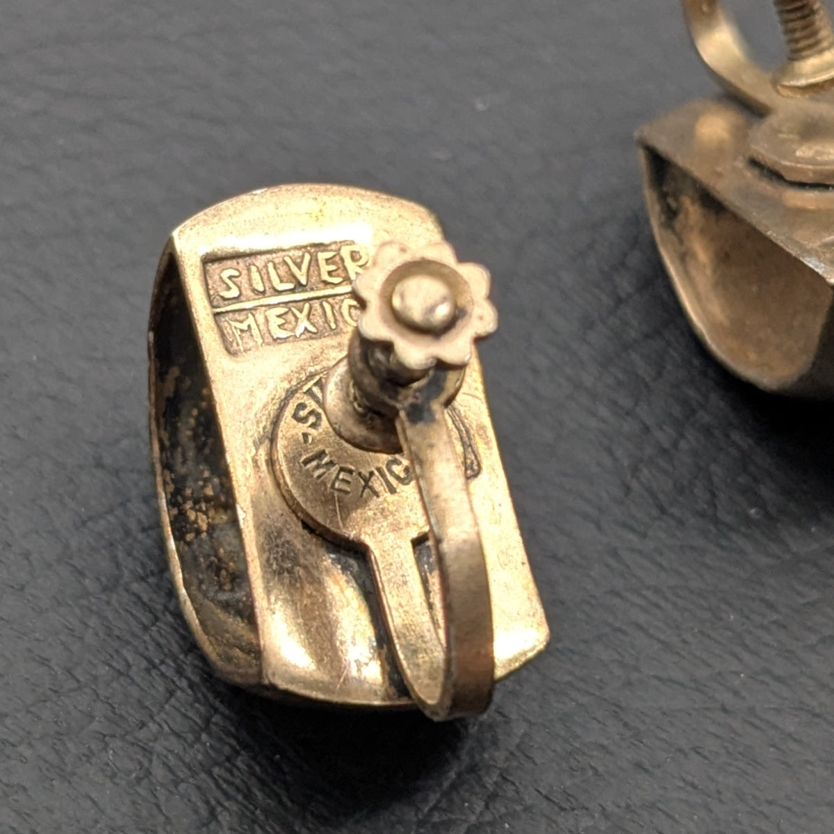 ヴィンテージ メキシカンシルバー925 20's~40's ゴールド イヤリング 7.0g