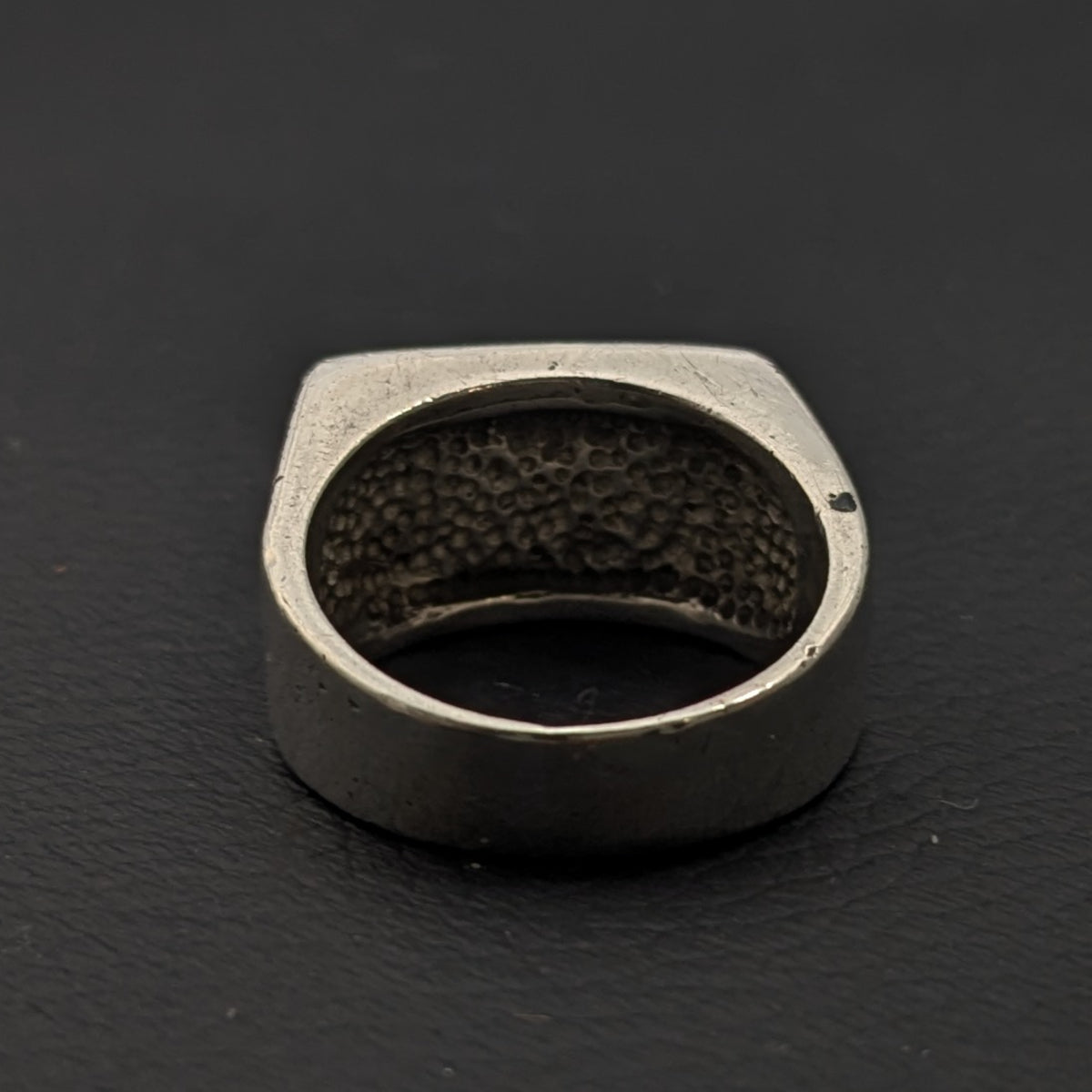 ヴィンテージシルバー925 刻印なしサウスウエスタン オニキス バスケットリング 15.5号 11g