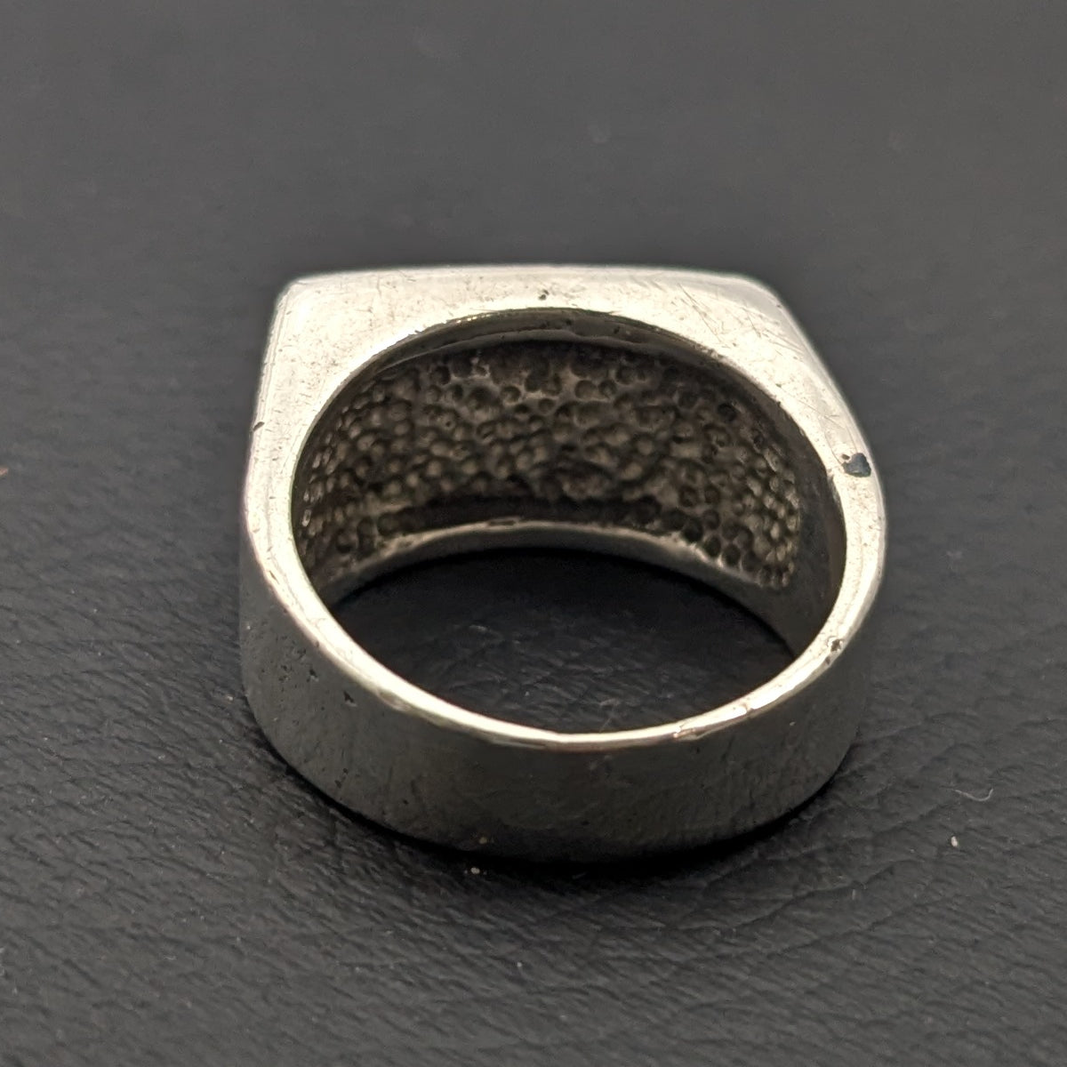 ヴィンテージシルバー925 刻印なしサウスウエスタン オニキス バスケットリング 15.5号 11g