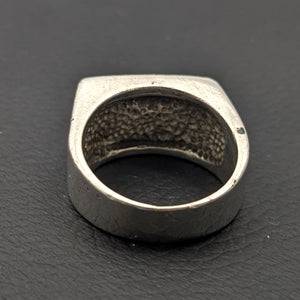ヴィンテージシルバー925 刻印なしサウスウエスタン オニキス バスケットリング 15.5号 11g