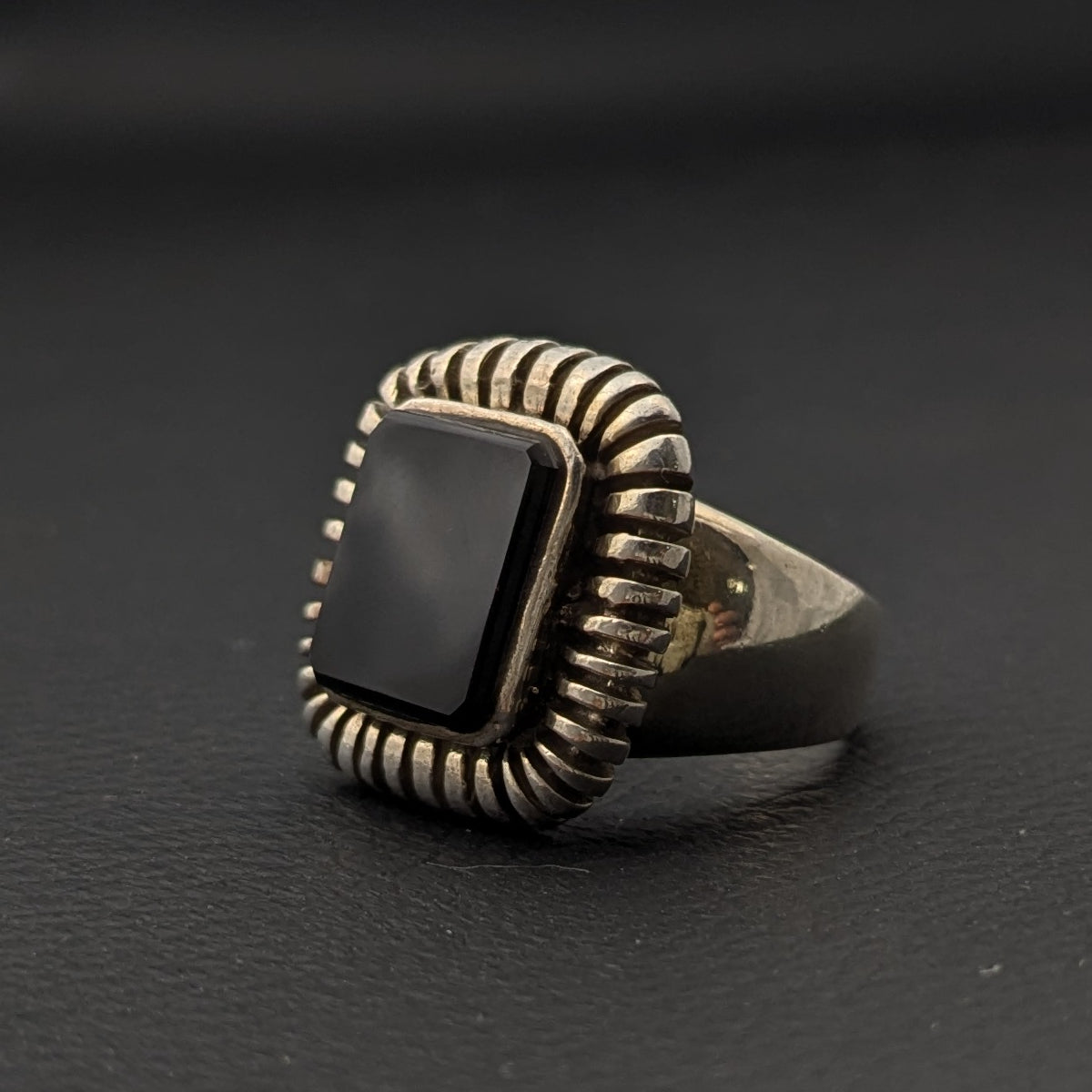 ヴィンテージ シルバー925 オニキス リング14号12g