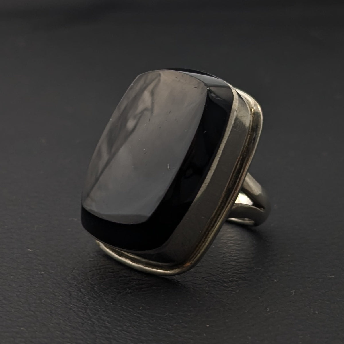 ヴィンテージ メキシカンシルバー925 オニキス リング13.5号23g