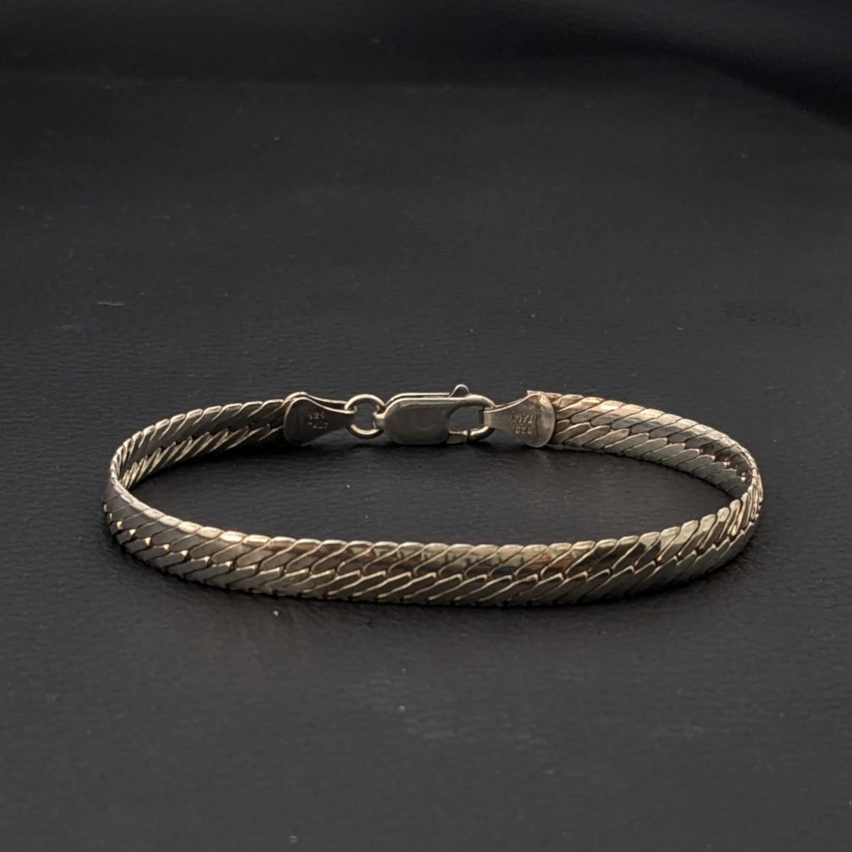 ヴィンテージ イタリアンシルバー925  ヘリンボーンチェーン ブレスレット10g