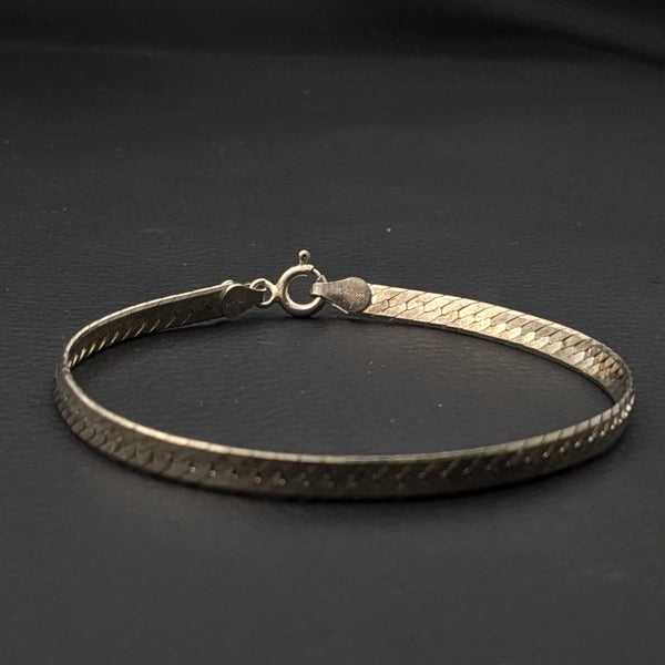 ITALY製 925 ヴィンテージ 編み込み ヘリンボーンチェーン ブレスレット ヴィンテージ イタリアンシルバー925 ヘリンボーンチェーン