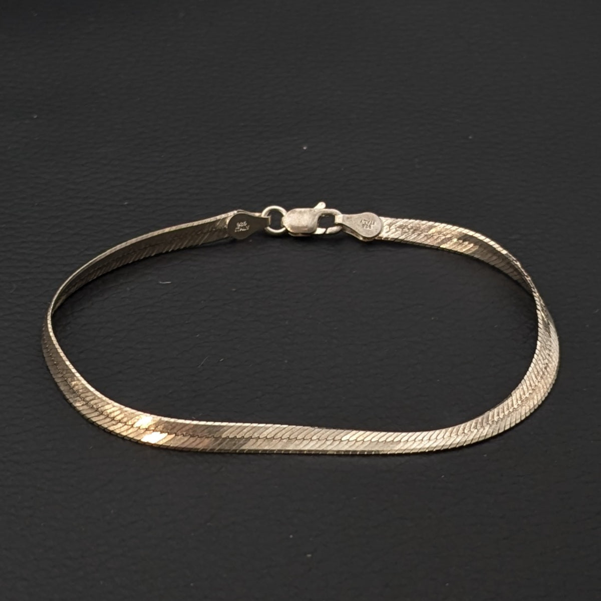 ヴィンテージ イタリアンシルバー925 ヘリンボーンチェーン ブレスレット3.4g