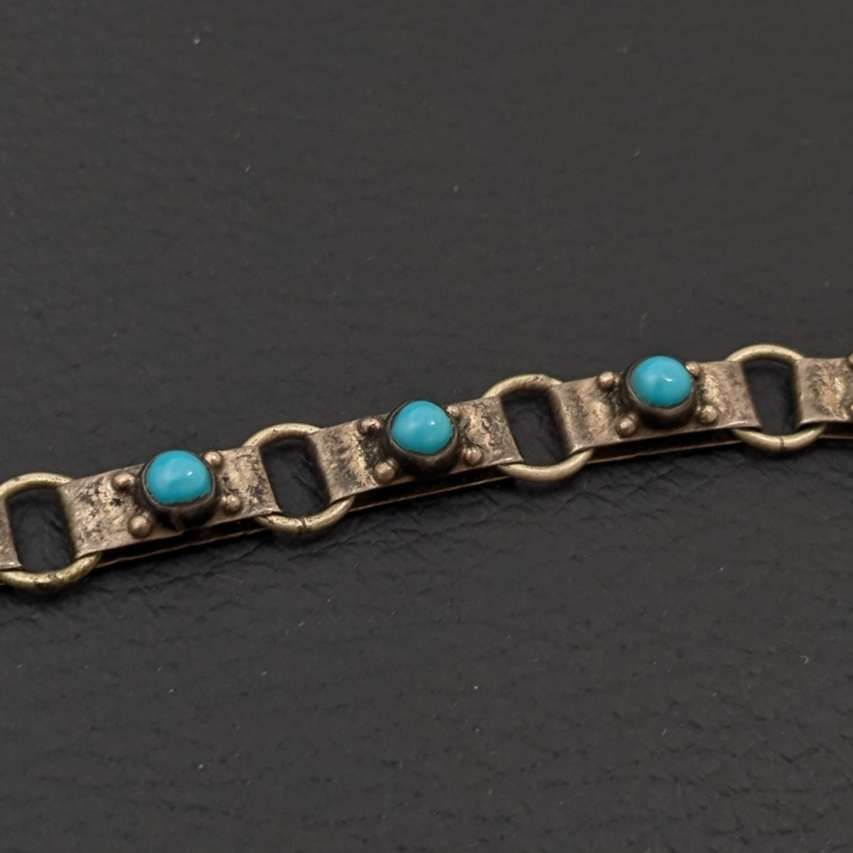 ヴィンテージ メキシカンシルバー925 70's イーグルマーク ハンドメイド ターコイズ ブレスレット 5.6g