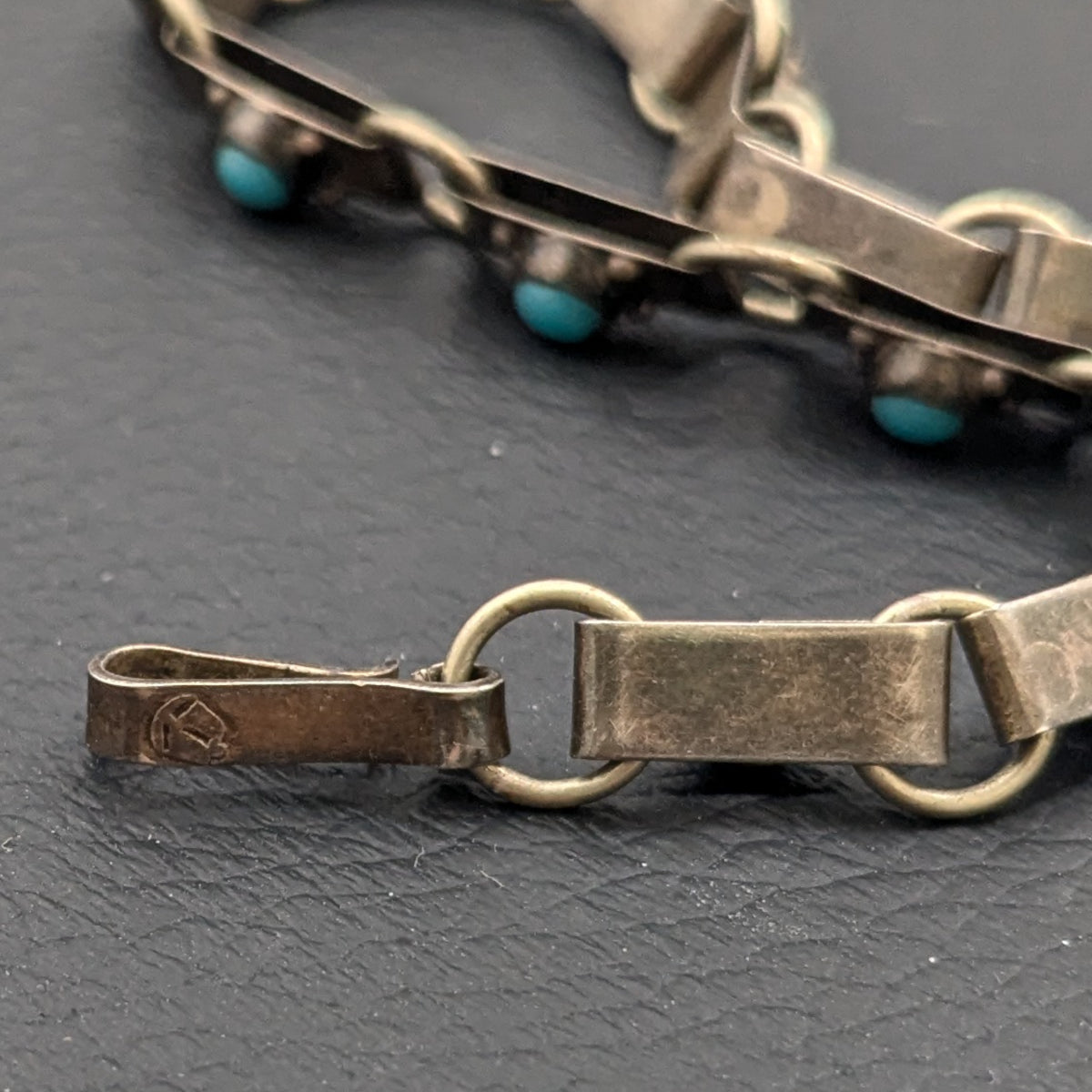 ヴィンテージ メキシカンシルバー925 70's イーグルマーク ハンドメイド ターコイズ ブレスレット 5.6g