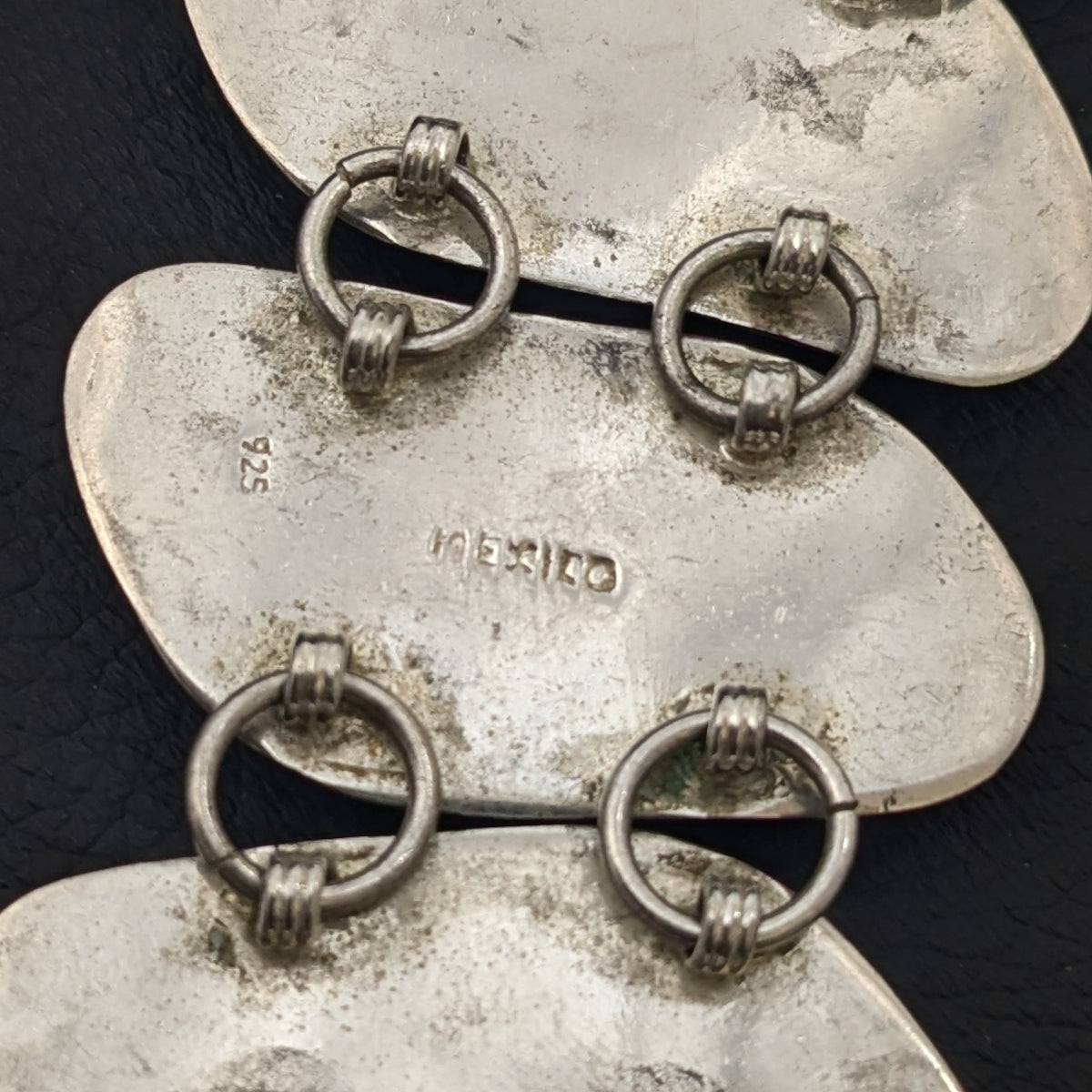 ヴィンテージ メキシカンシルバー925 オニキス ブレスレット 60.7g