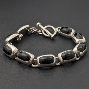 ヴィンテージ メキシカンシルバー925 オニキス ブレスレット31.5g