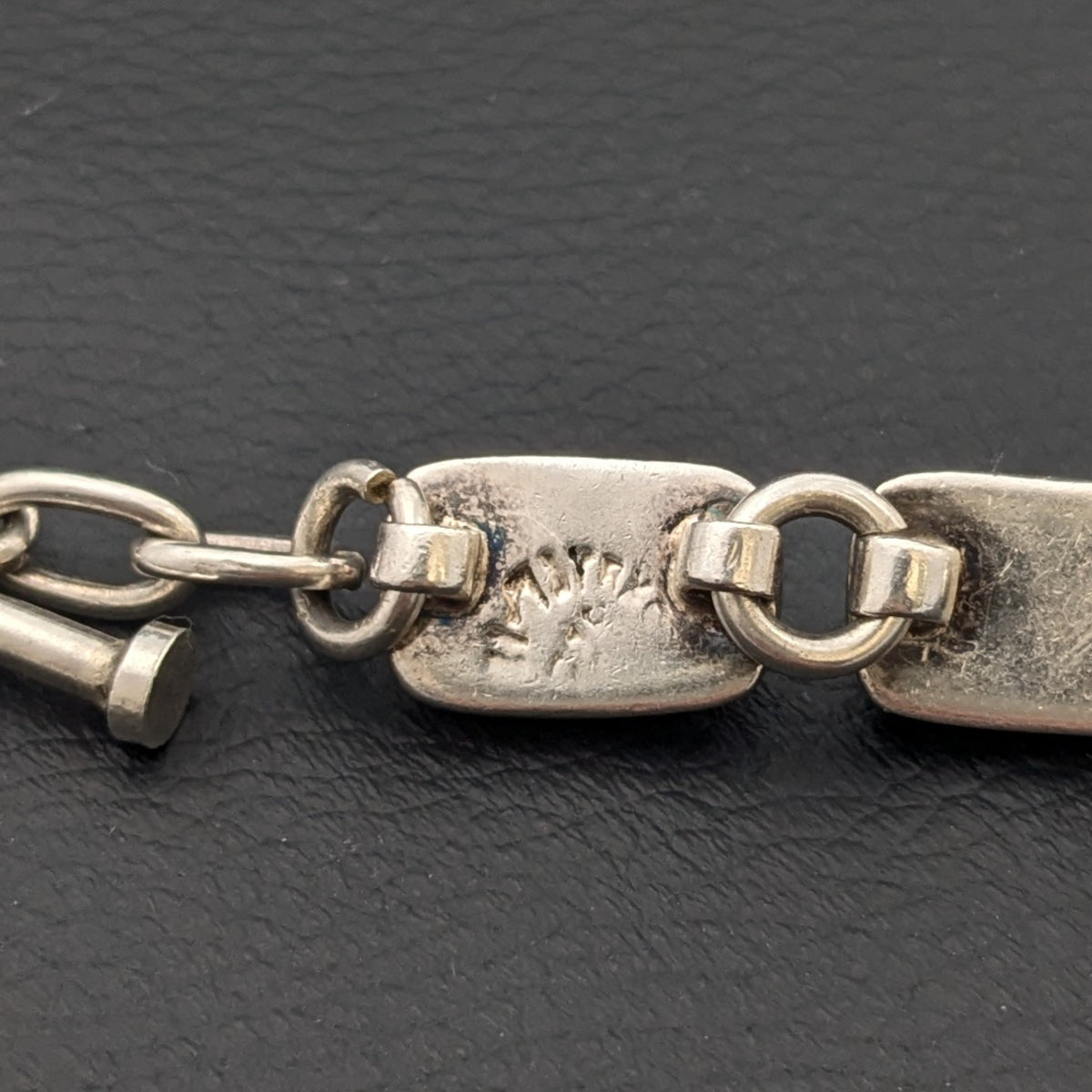 ヴィンテージ メキシカンシルバー925 オニキス ブレスレット31.5g