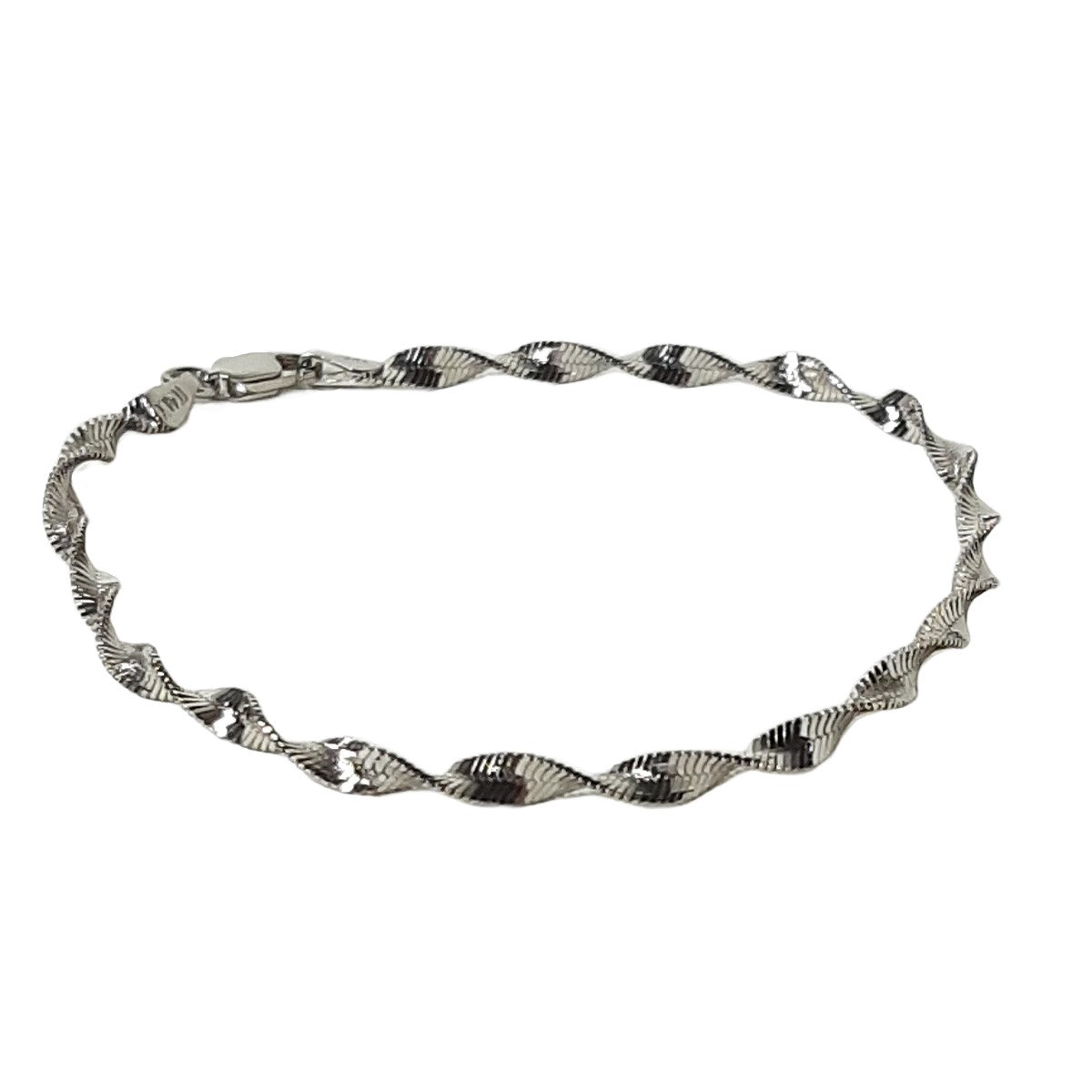 ヴィンテージ イタリアンシルバー925 ツイスト ヘリンボーンチェーン ブレスレット 3g / Vintage Italy Sterling Silver Twist Herringbone Chain Bracelet