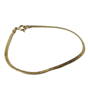 ヴィンテージ イタリアンシルバー925 ゴールド ヘリンボーンチェーン ブレスレット 1.3g / Vintage Italy Sterling Silver Gold filled Herringbone Chain Bracelet