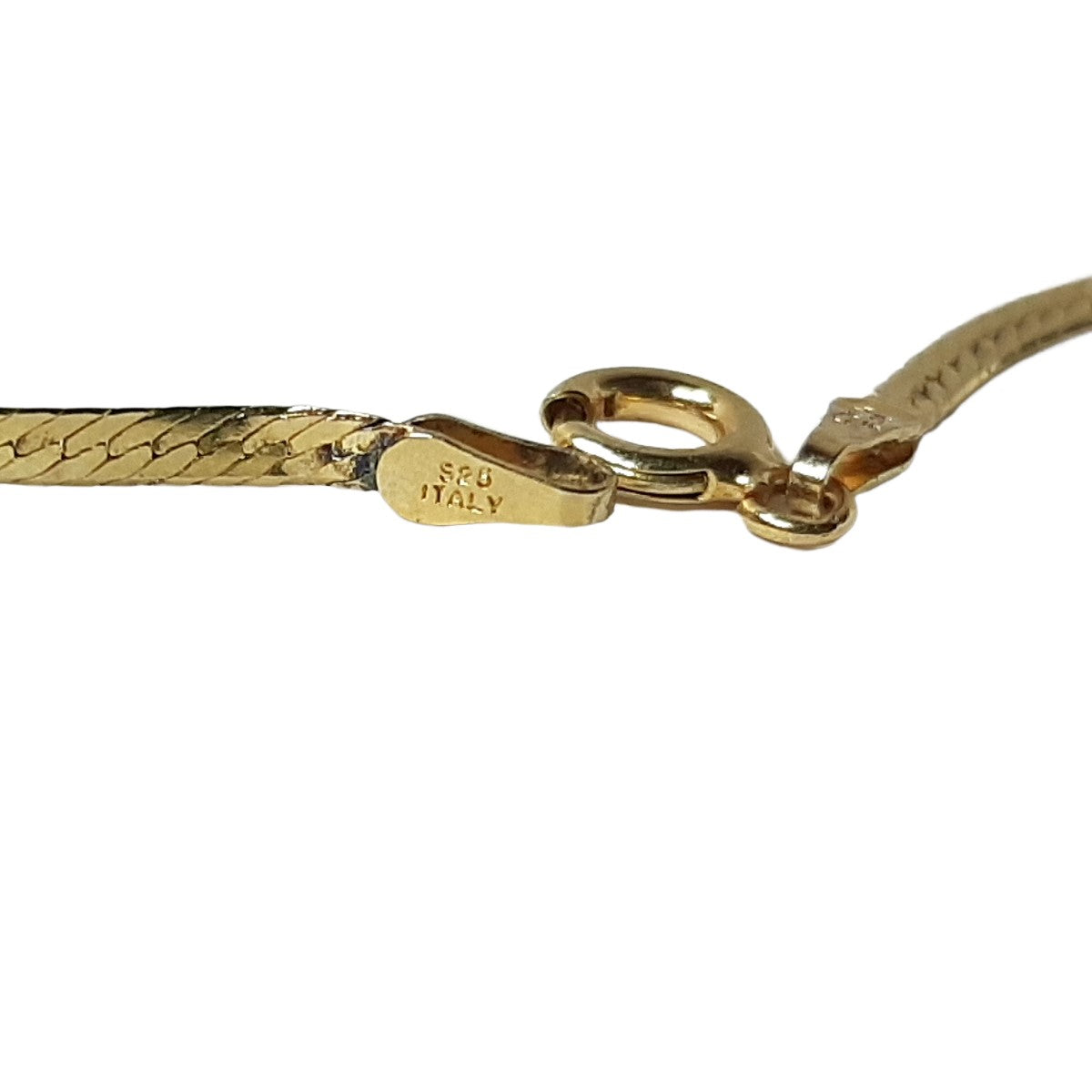 ヴィンテージ イタリアンシルバー925 ゴールド ヘリンボーンチェーン ブレスレット 1.3g / Vintage Italy Sterling Silver Gold filled Herringbone Chain Bracelet