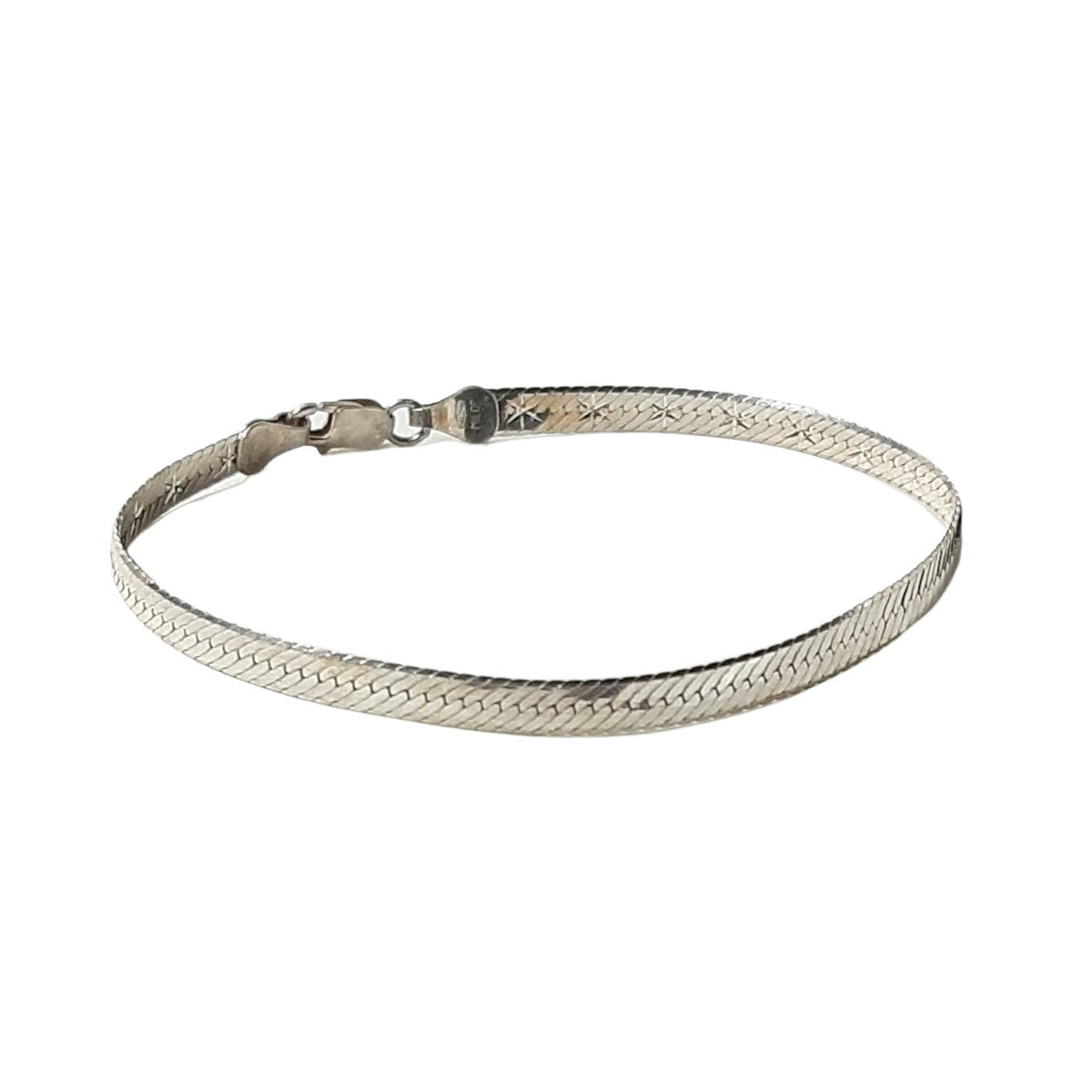 ヴィンテージ イタリアンシルバー925 ヘリンボーンチェーン ブレスレット 4.1g / Vintage Italy Sterling Silver Herringbone Chain Bracelet