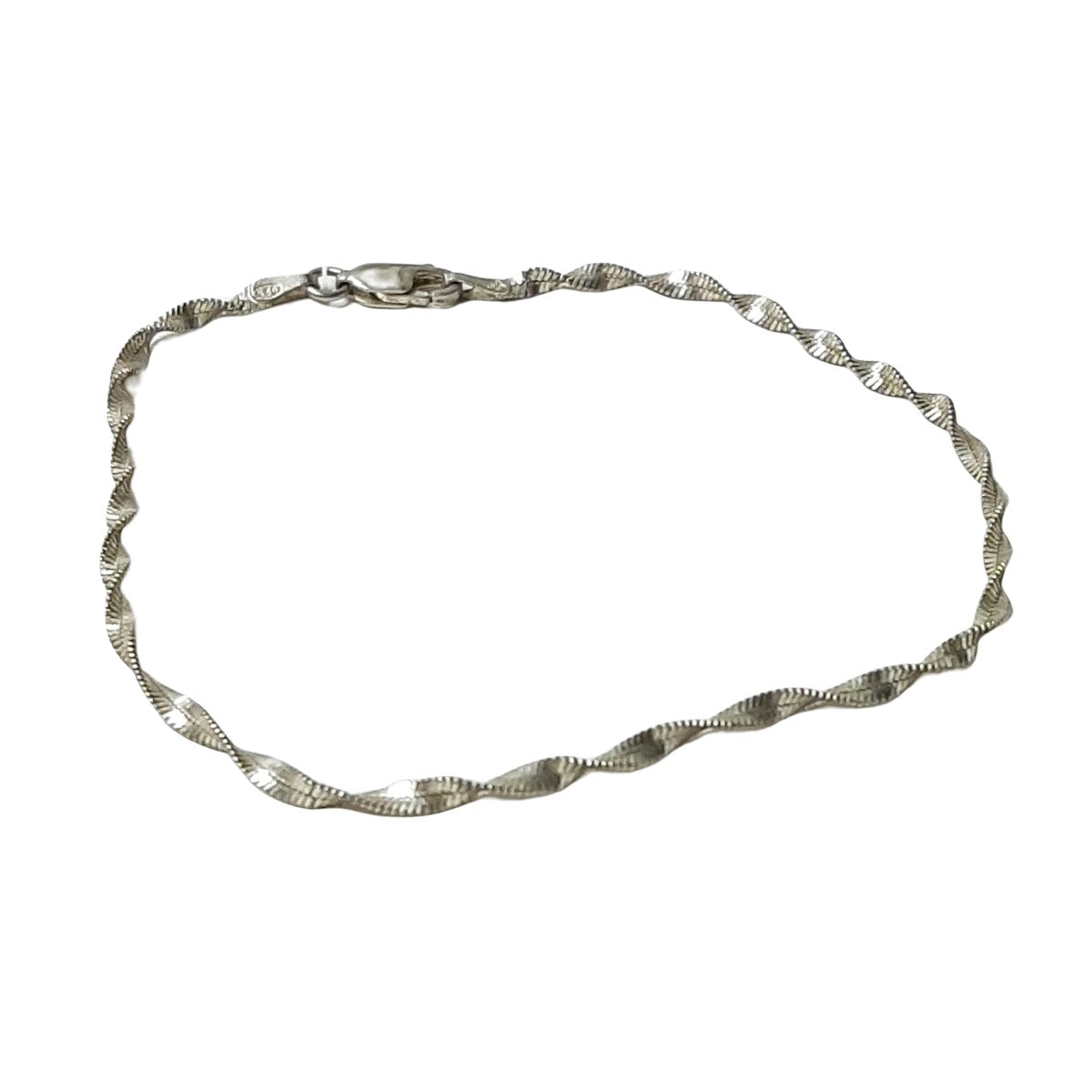 ヴィンテージ イタリアンシルバー925 ツイスト ヘリンボーンチェーン ブレスレット 2.2g / Vintage Italy Sterling Silver Twist Herringbone Chain Bracelet