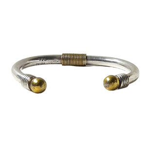 ヴィンテージ メキシカンシルバー925 TAXCO BRASS ボールエンド バングル 18.8g / Vintage Mexico Sterling Silver Brass Taxco Ball End Cuff