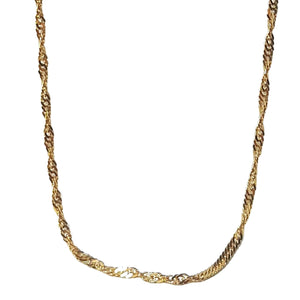 ヴィンテージ イタリアンシルバー925 ゴールド ツイスト キューバンチェーン  ロングネックレス 4.8g DF8 / Vintage Sterling Silver Gold Filled Twist Cuban Chain Long Necklace
