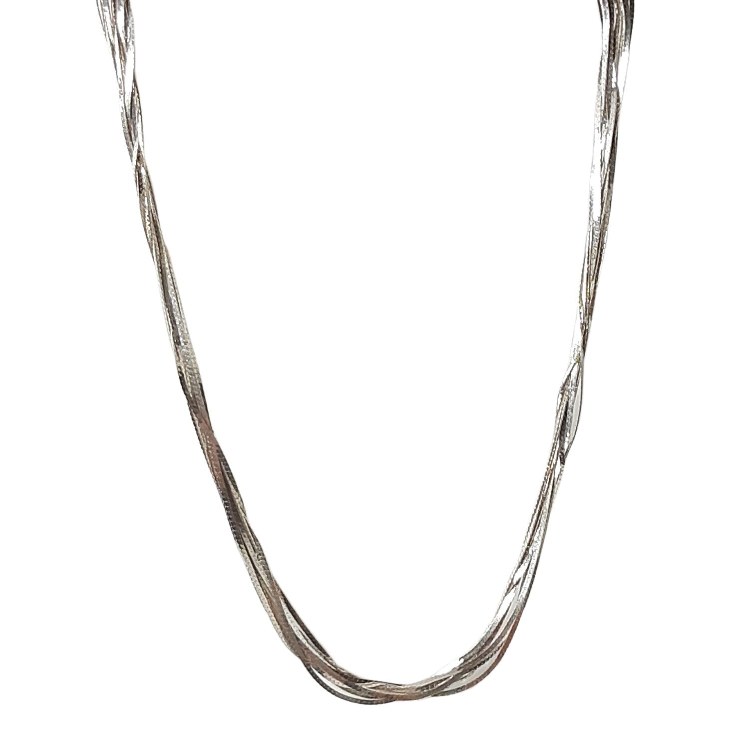 ヴィンテージ イタリアンシルバー925 10連 ヘリンボーンチェーン ネックレス 14.9g / Vintage Italy Sterling Silver 10 Strands Herringbone Chain Necklace