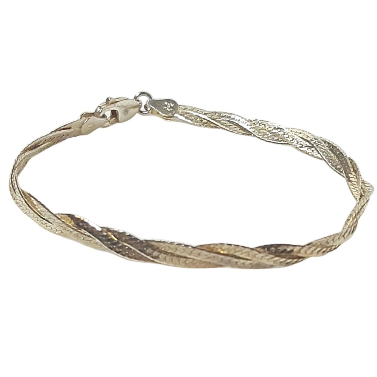 ヴィンテージ イタリアンシルバー925 ヘリンボーンチェーン ブレイデッド ブレスレット 4.1gDF8 / Vintage Italy Sterling Silver Braided Herringbone Chain Bracelet