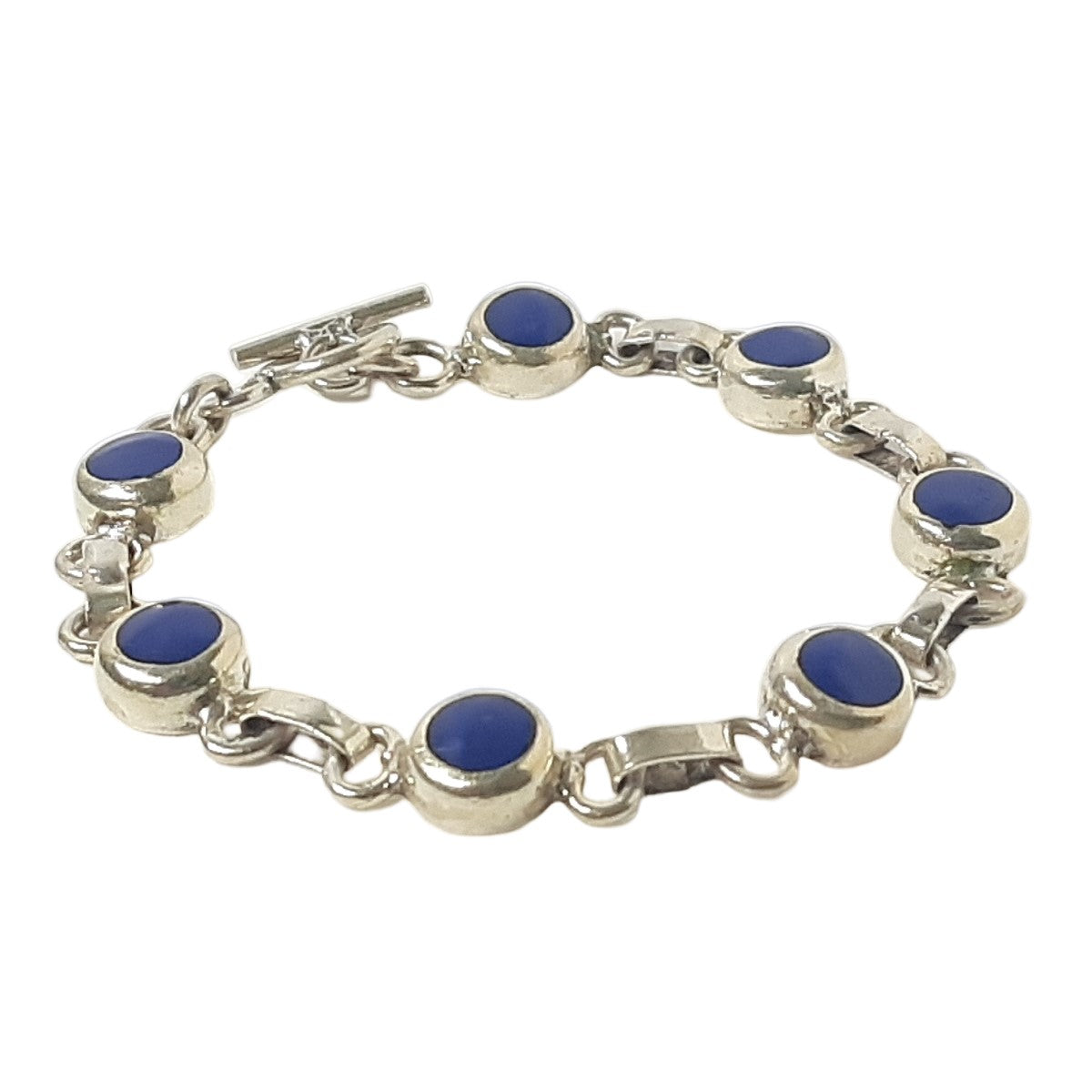 ヴィンテージ メキシカンシルバー925 TAXCO ラピスラズリ トグルブレスレット 21.6g / Vintage Mexico Sterling Silver Lapis Lazuli Toggle Bracelet