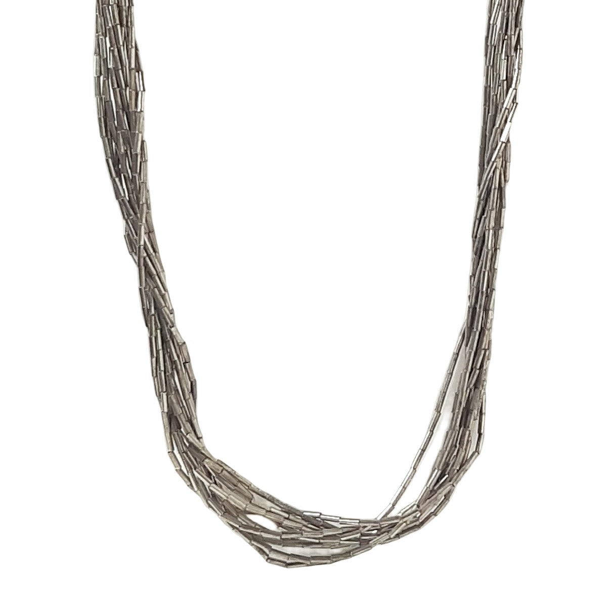 ヴィンテージ シルバー925 ナバホ パイプビーズ 10連 ロングネックレス 33g / Vintage Sterling Silver Navajo Pipe Beaded 10 Strands Long Necklace