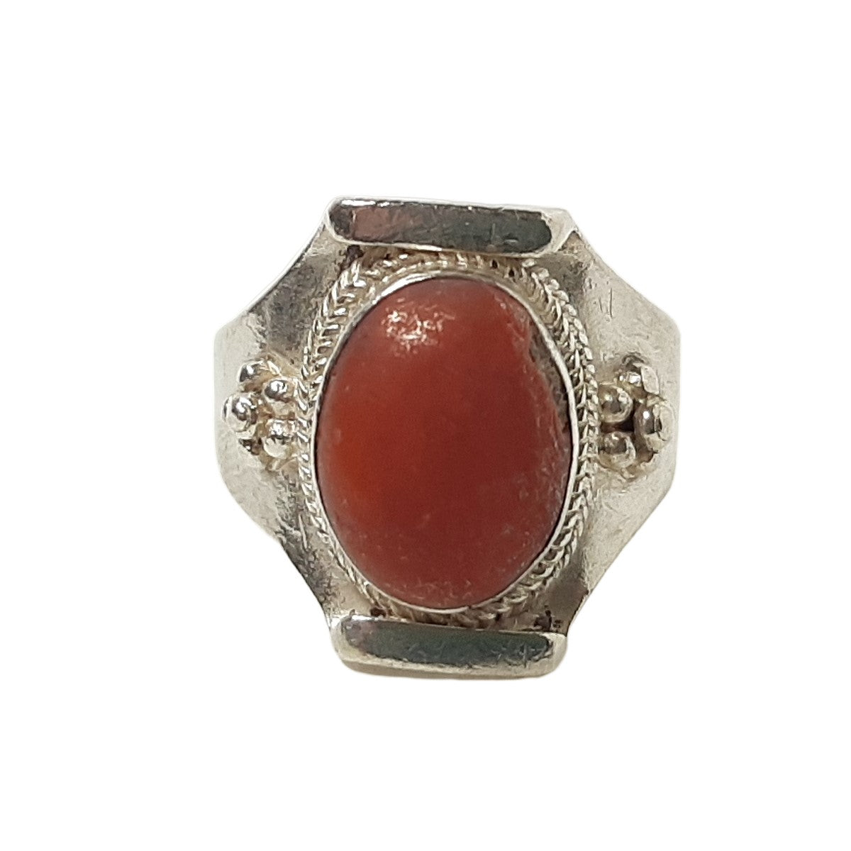 ヴィンテージ シルバー925 コーラル リング 15.5号7g / Vintage Sterling Silver Coral Ring