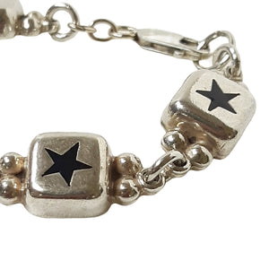 ヴィンテージ シルバー925 ブラックオニキス インレイ スター ブレスレット 28g / Vintage Sterling Silver Black Onyx Inlay Star Bracelet