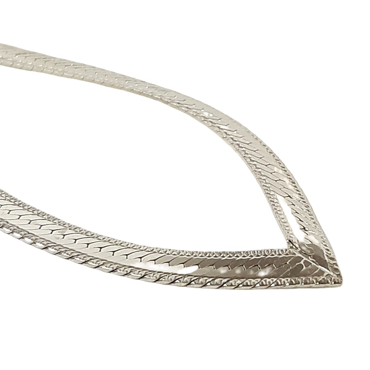ヴィンテージ イタリアンシルバー925 ヘリンボーンチェーン V字 ネックレス 17g / Vintage Italy Sterling Silver Herringbone Chain V Shape Necklace