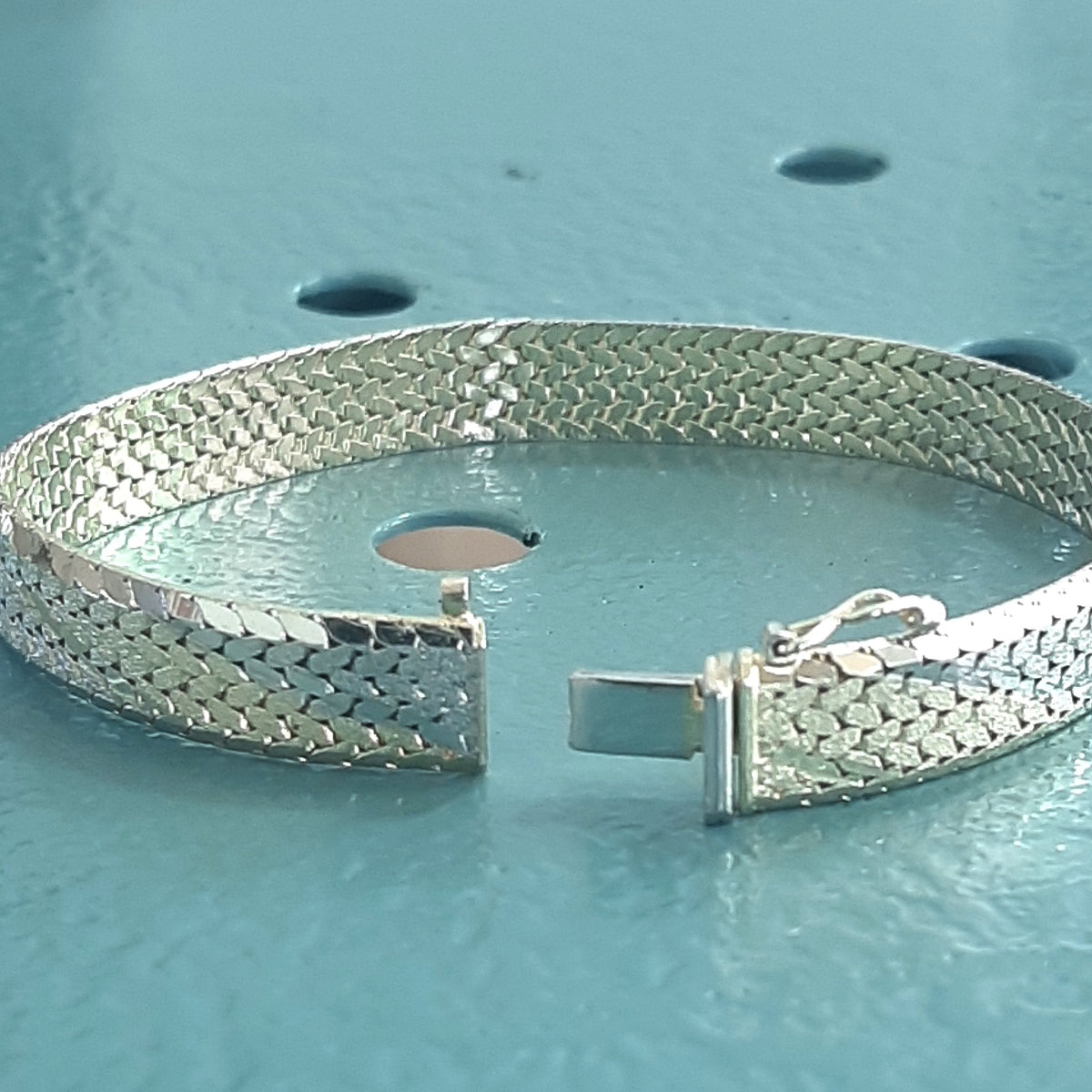 ヴィンテージ イタリアンシルバー925 スネークチェーン ツートン ブレスレット 17g / Vintage Italy Sterling Silver Snake Chain Two Tone Bracelet