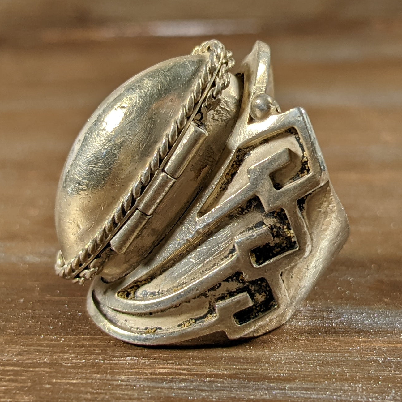 ヴィンテージ メキシカンシルバー925 ピルボックス ポイズンリング10.5号19.5g / Vintage Mexico Sterling Silver Pill Box Poison Ring