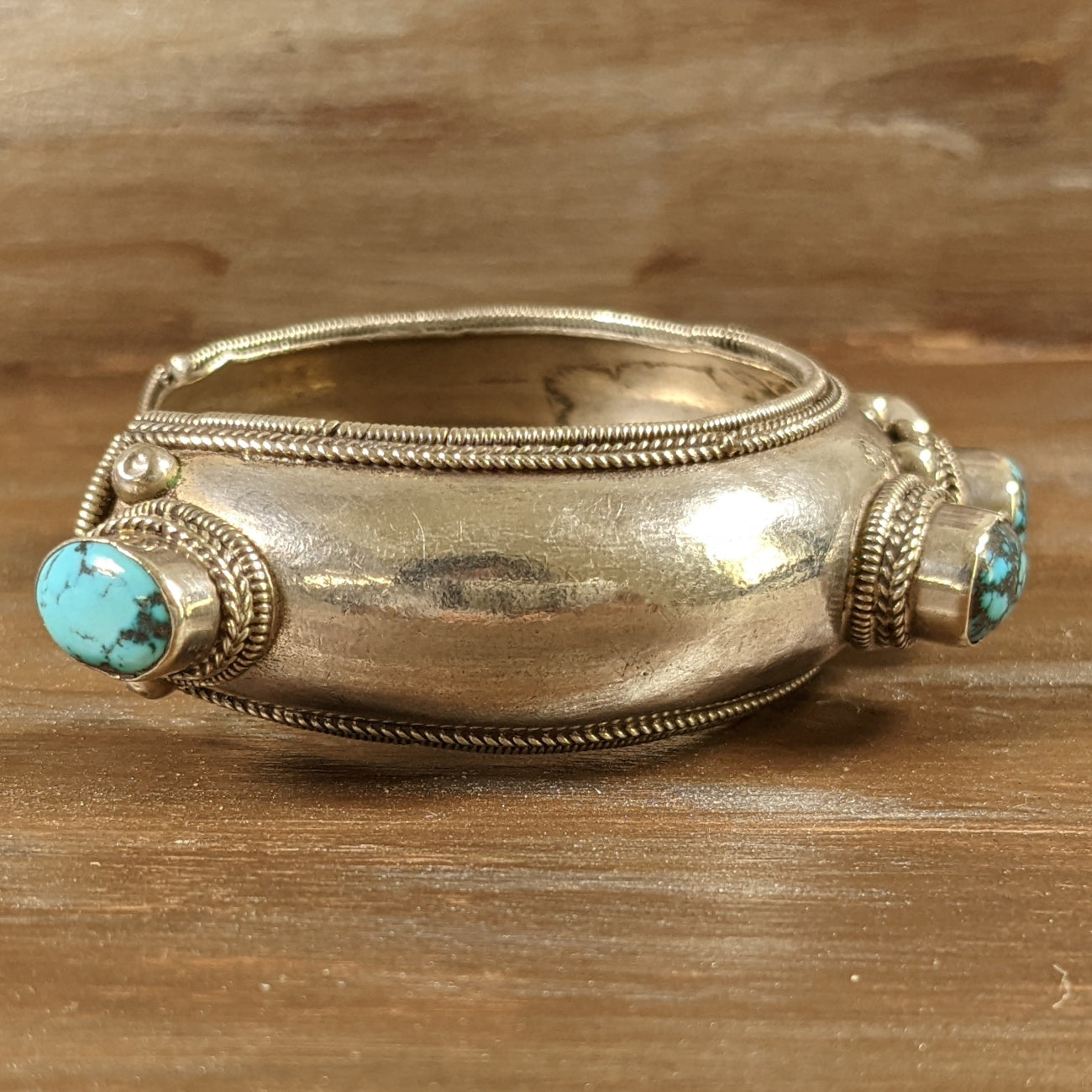 開口部35mmNAVAJO Silver Giant Turquoise Bangle 925