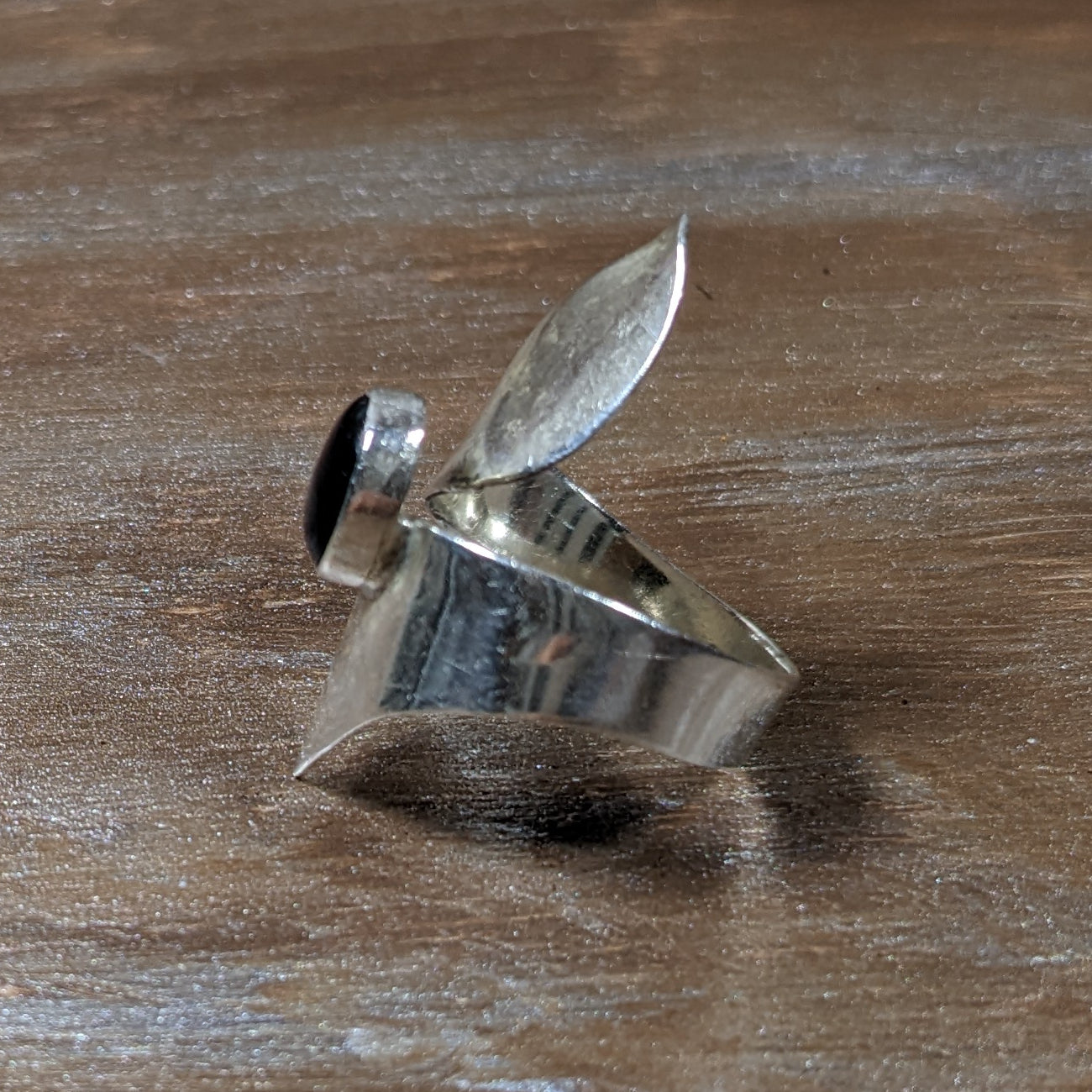 ヴィンテージ メキシカンシルバー925 ブラックオニキス  バイパスリング 13号4g / Vintage Mexico Sterling Silver Black Onyx Bypass Ring