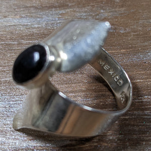 ヴィンテージ メキシカンシルバー925 ブラックオニキス  バイパスリング 13号4g / Vintage Mexico Sterling Silver Black Onyx Bypass Ring