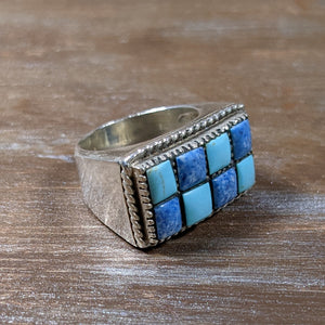 ヴィンテージ シルバー925 ターコイズ ラピスラズリ シグネットリング 10.5号9.5g / Vintage Sterling Silver Turquoise Lapislazuli Signet Ring