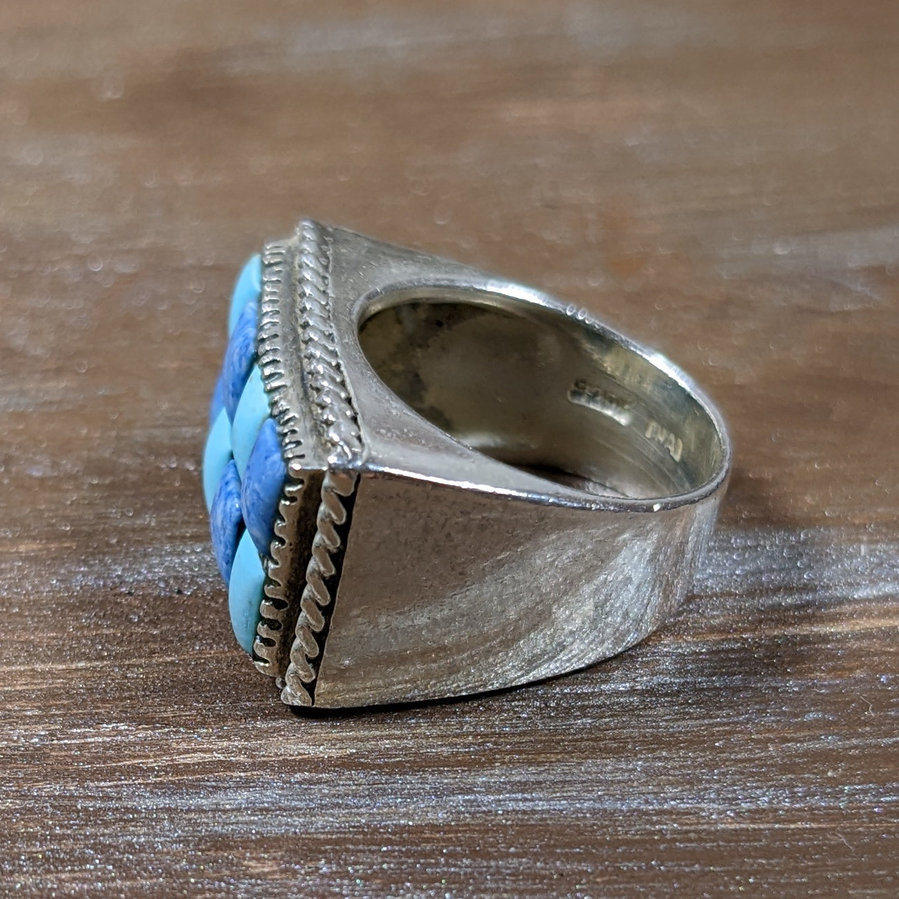 ヴィンテージ シルバー925 ターコイズ ラピスラズリ シグネットリング 10.5号9.5g / Vintage Sterling Silver Turquoise Lapislazuli Signet Ring