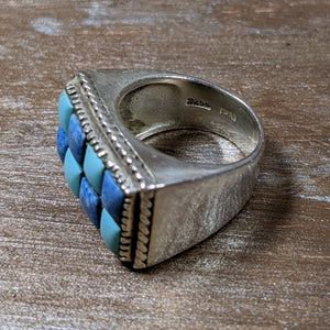 ヴィンテージ シルバー925 ターコイズ ラピスラズリ シグネットリング 10.5号9.5g / Vintage Sterling Silver Turquoise Lapislazuli Signet Ring